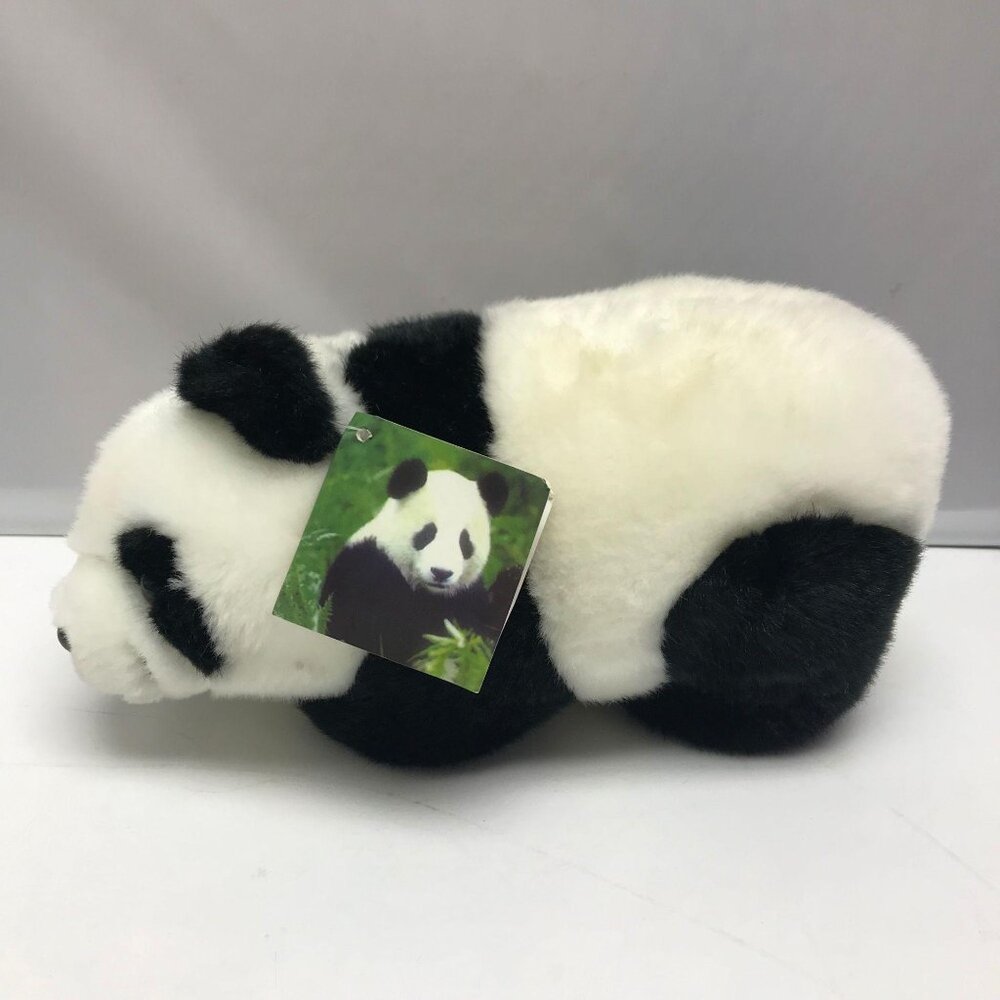 Vintage Longbo Black and White Panda Bear Plush Stuffed Animal Soft Toy 10"